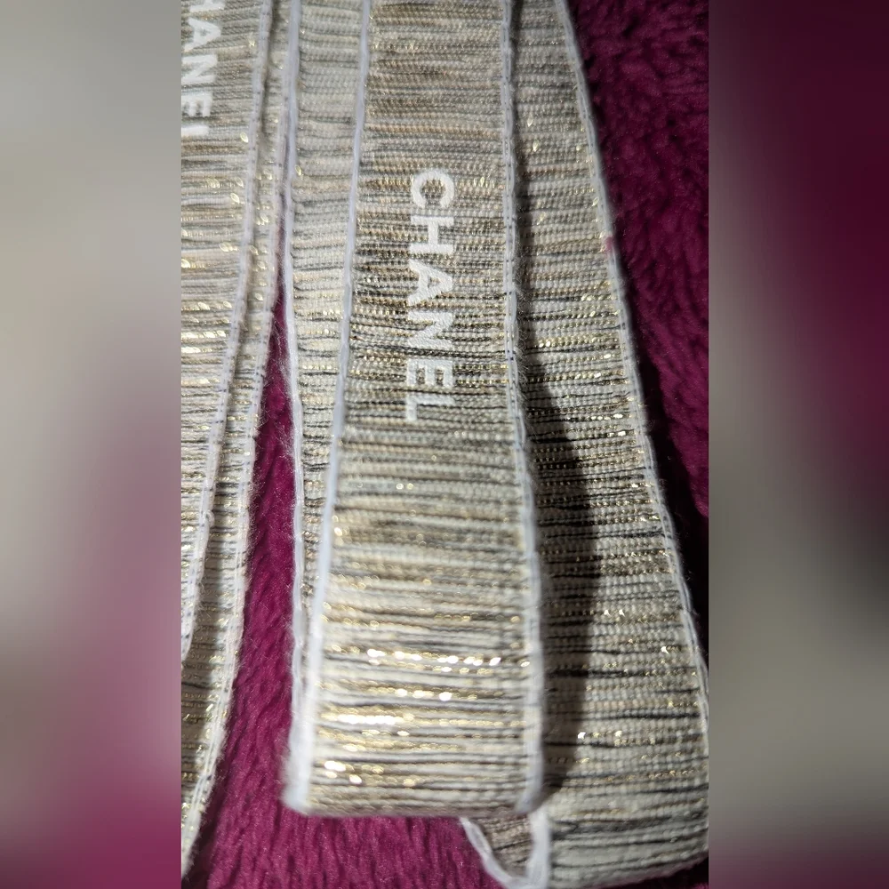 Chanel Ribbon GOLD METALLIC Glitter 32 x .78 Inches New